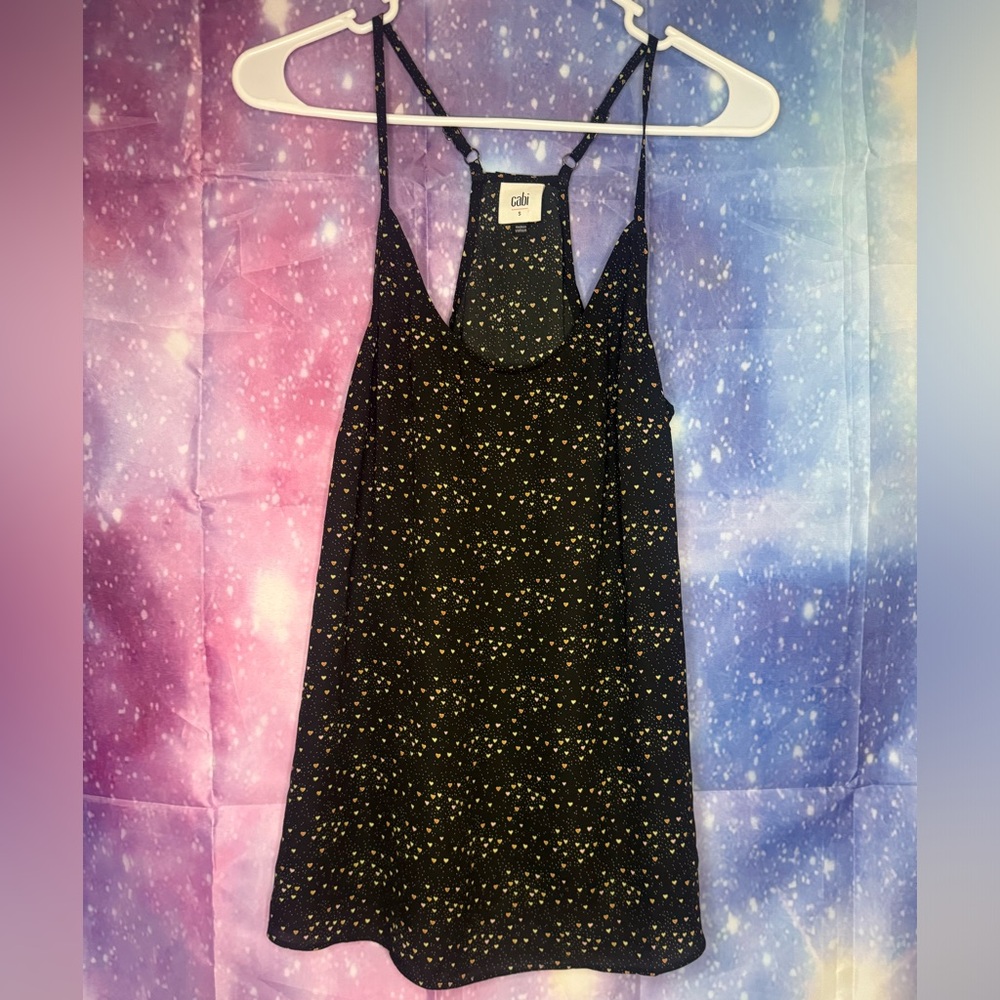 CAbi Black Tank Top with Gold Star Print